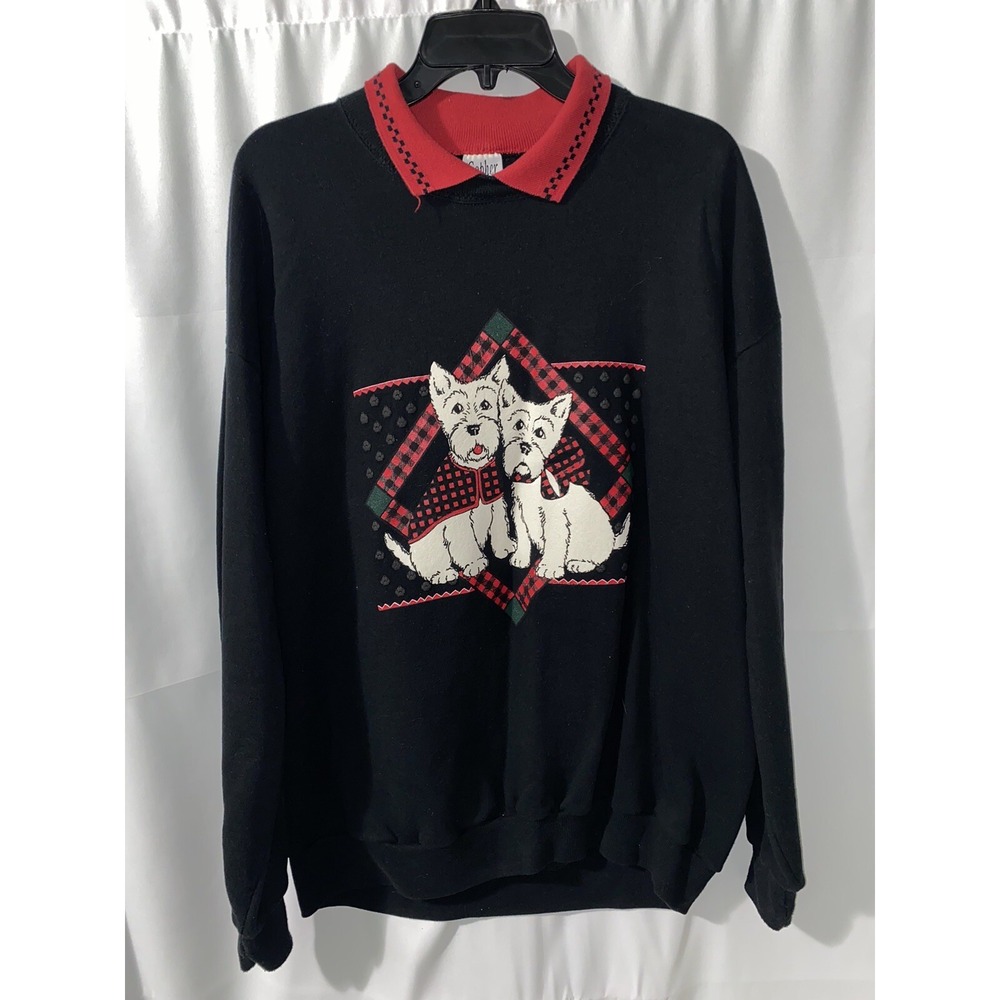 Vintage Scottie Scottish Terrier Dog Collared Sweatshirt XL‎ Made in USA